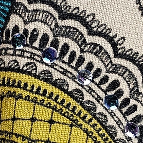 Lane Bryant Cardigan Sweater Multicolor Paisley Button Front Sequins Sz 14/16 - Picture 6 of 12